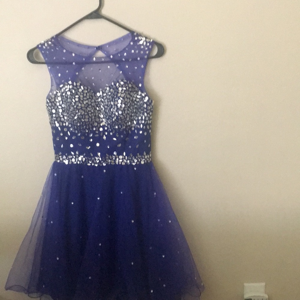 Homecoming short blue sparkly dress